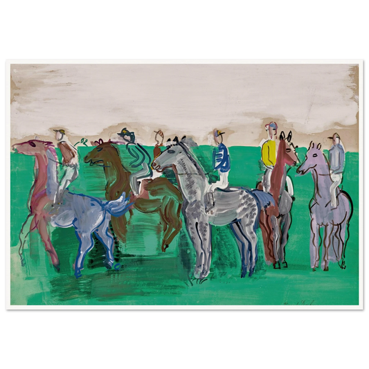 Jockeys et chevaux avant le départ (circa 1930) Art Print | Raoul Dufy-Quipham Collections