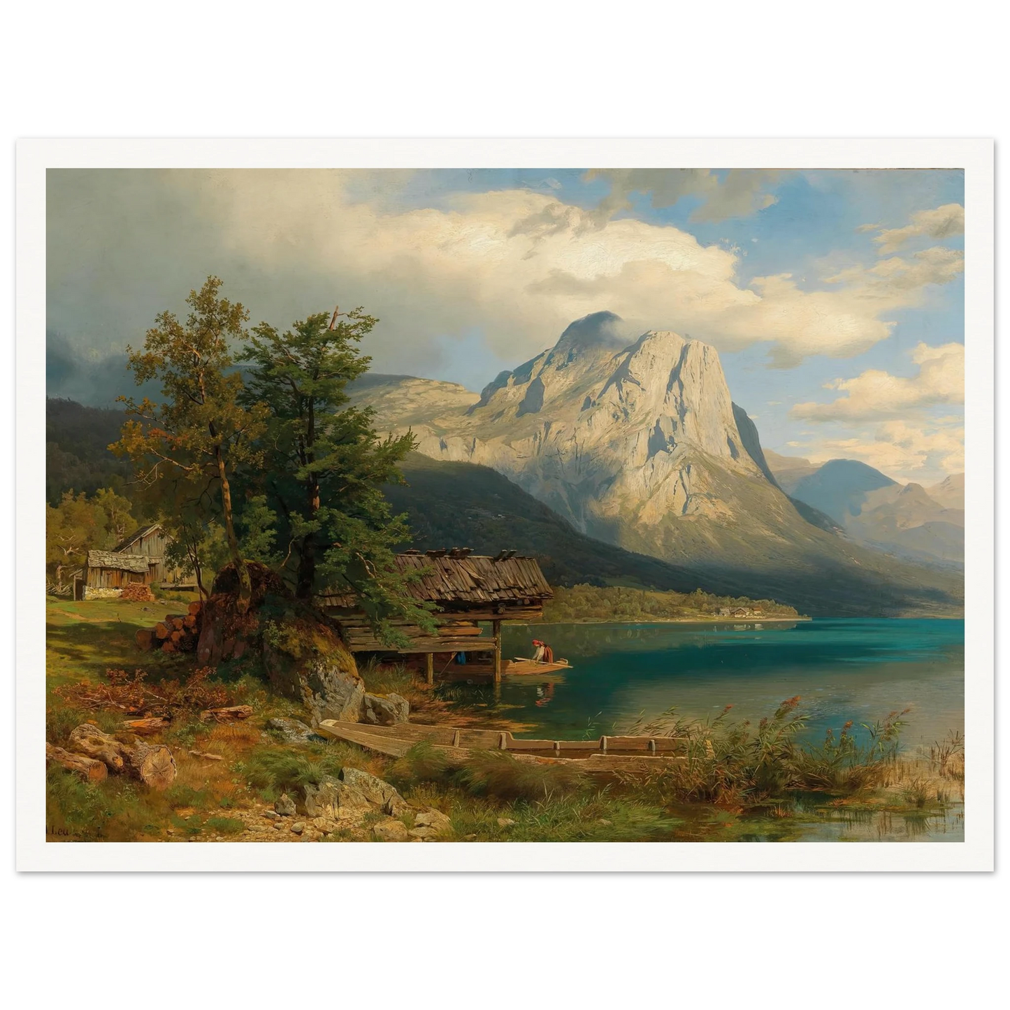 A View of Lake Grundlsee with Backenstein Art Print | August Wilhelm Leu-Quipham Collections