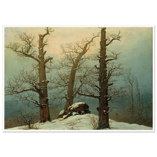 Cairn in Snow Art Print | Caspar David Friedrich - Framed Poster - 30x40 cm / 12x16″ - Black frame