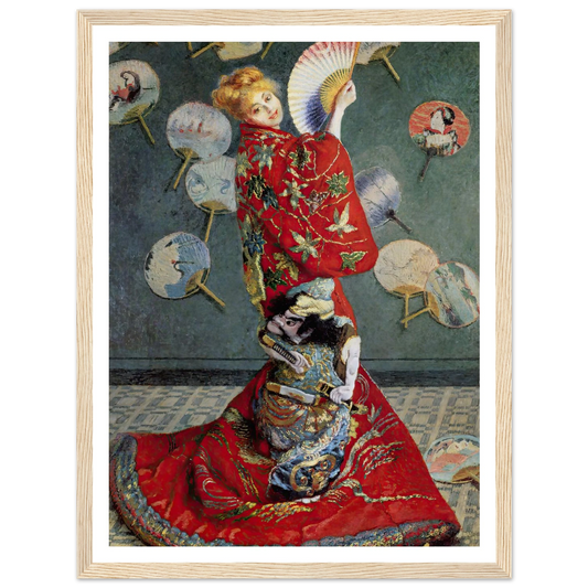 Camille Monet In Japanese Costume (1876) Art Print | Claude Monet - Framed Poster - 30x40 cm / 12x16″ - Black frame