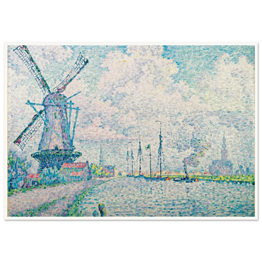 Canal of Overschie Art Print | Paul Signac - Framed Poster - 30x40 cm / 12x16″ - Black frame