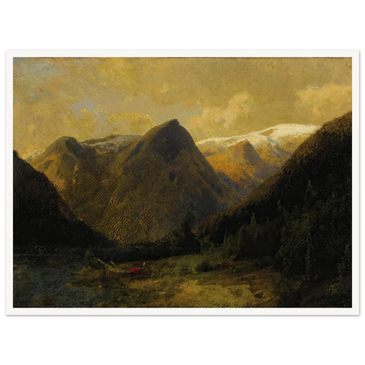 Canoe at Water’s Edge Art Print | Hermann Ottomar Herzog - Framed Poster - 30x40 cm / 12x16″ - Black frame