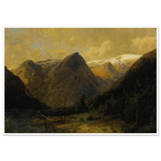 Canoe at Water’s Edge Art Print | Hermann Ottomar Herzog - Framed Poster - 30x40 cm / 12x16″ - Black frame