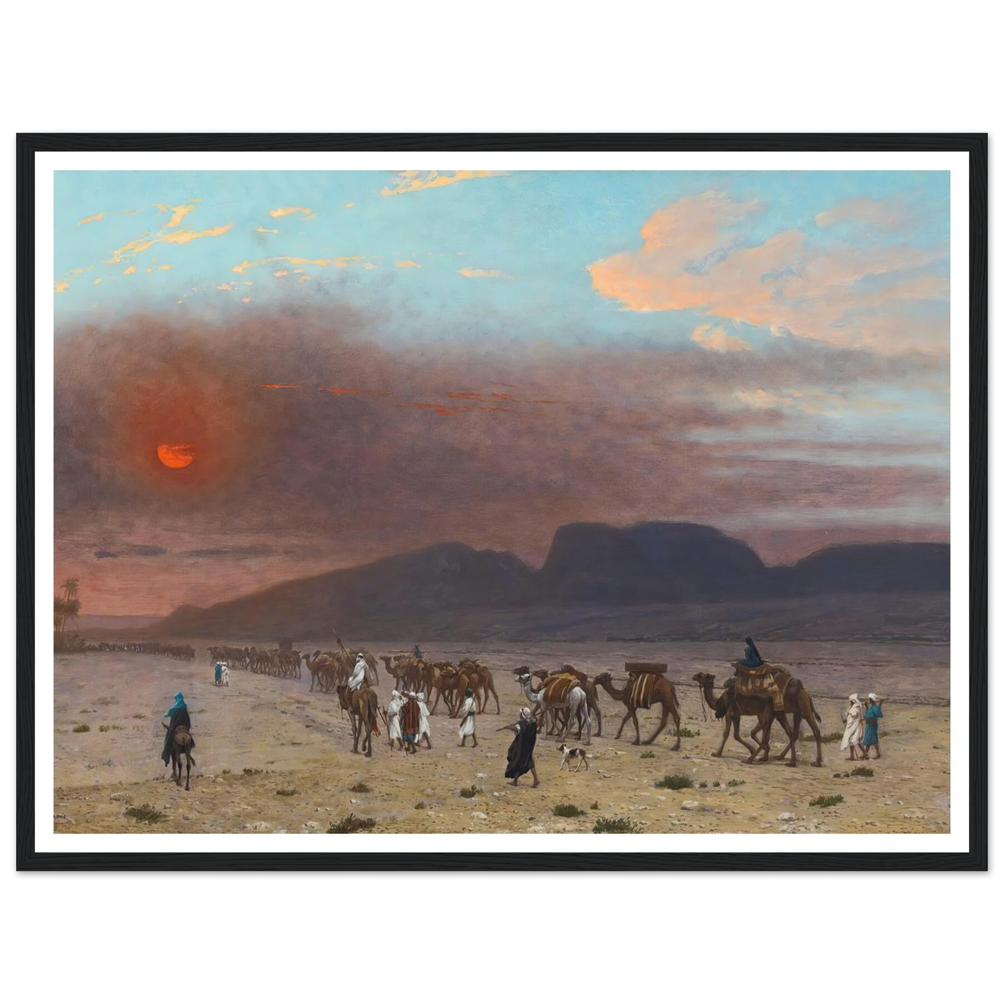 Caravane Dans Le Desert Art Print | Jean Leon Gerome - Framed Poster - 30x40 cm / 12x16″ - Black frame