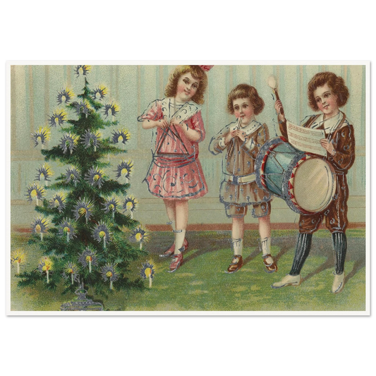 Carolers By The Pine - Framed Poster - 30x40 cm / 12x16″ - Black frame