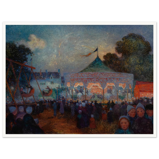 Carousel at Night at the Fair. 1890 Art Print | Ferdinand du Puigaudeau - Framed Poster - 30x40 cm / 12x16″ - Black frame