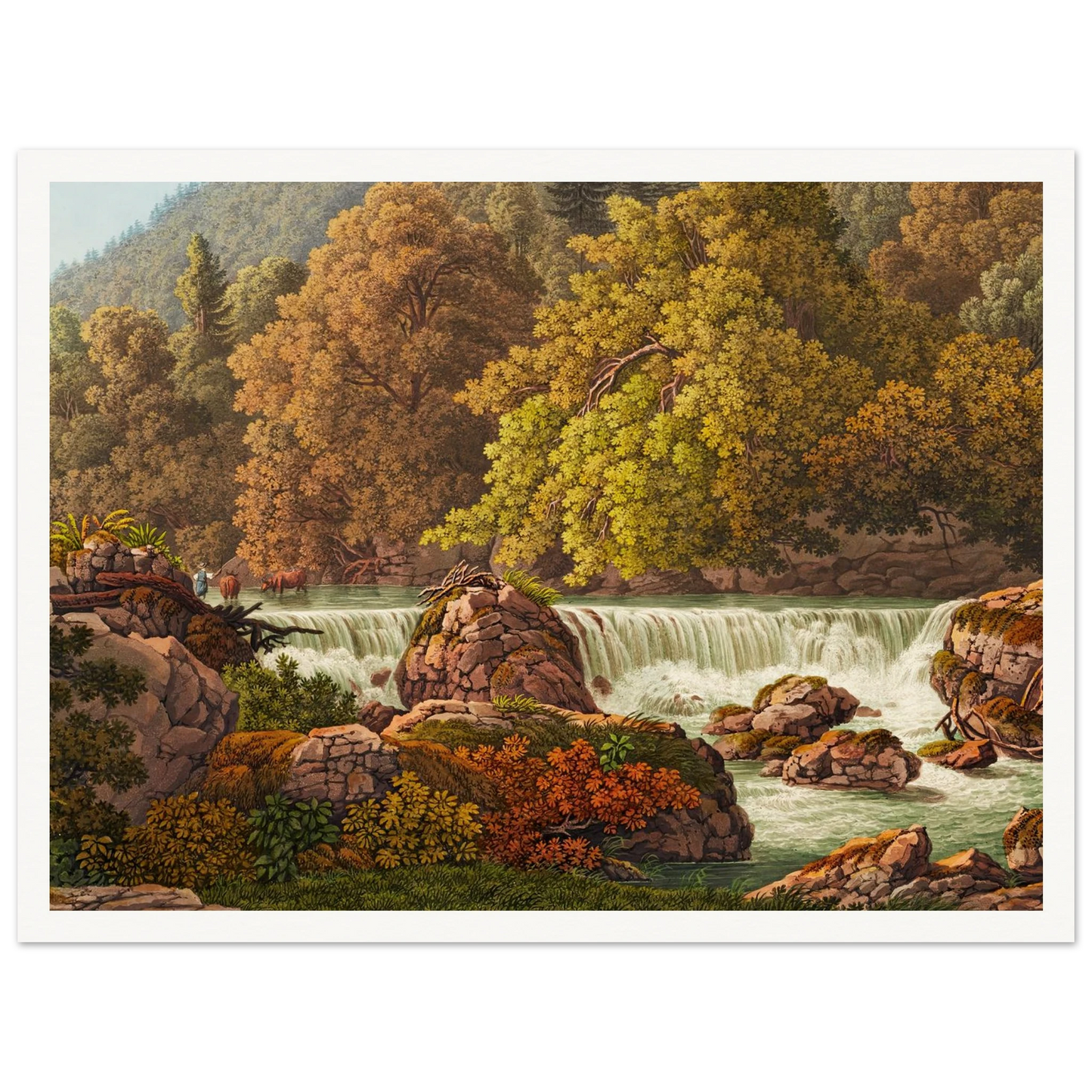 Cascade derrière le Martinet Art Print | Peter Birmann - Framed Poster - 30x40 cm / 12x16″ - Black frame