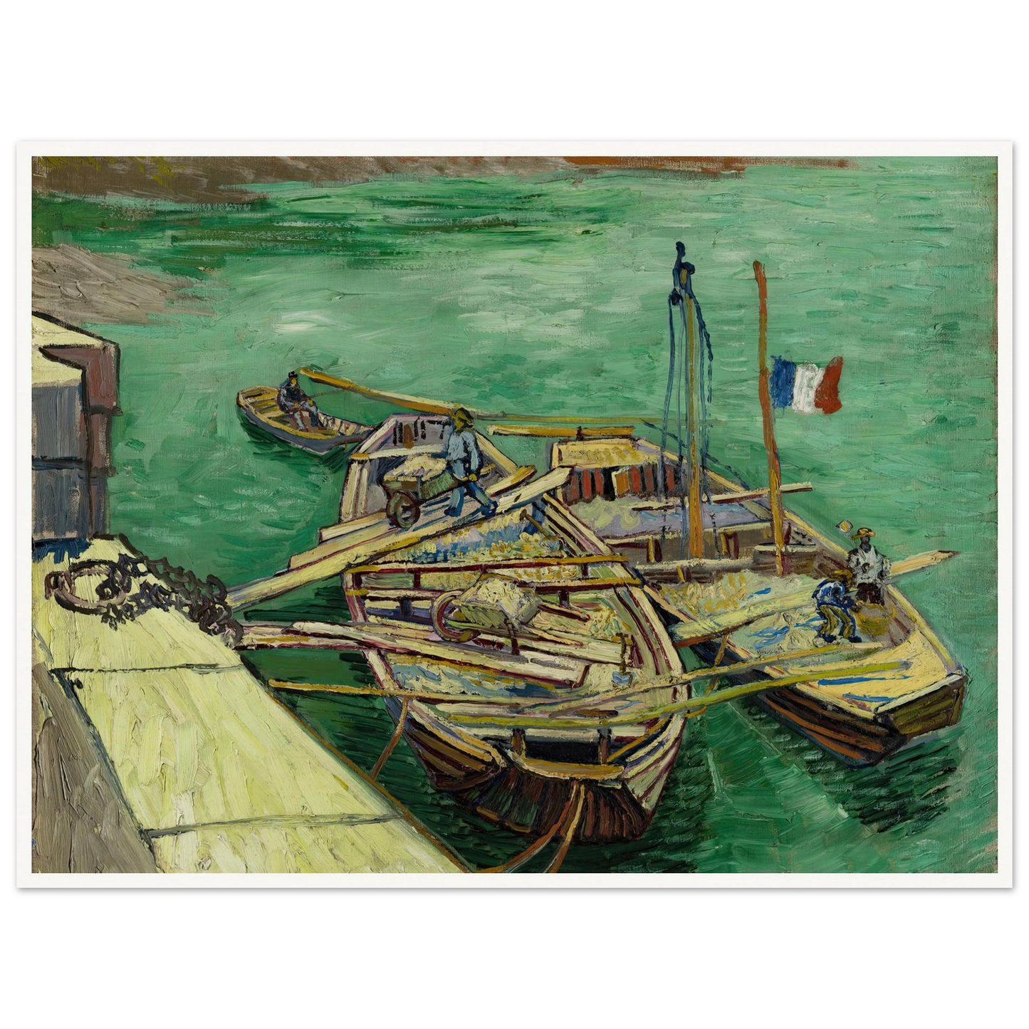 Quay with men unloading sand barges (1888) Art Print | Vincent van Gogh-Quipham Collections