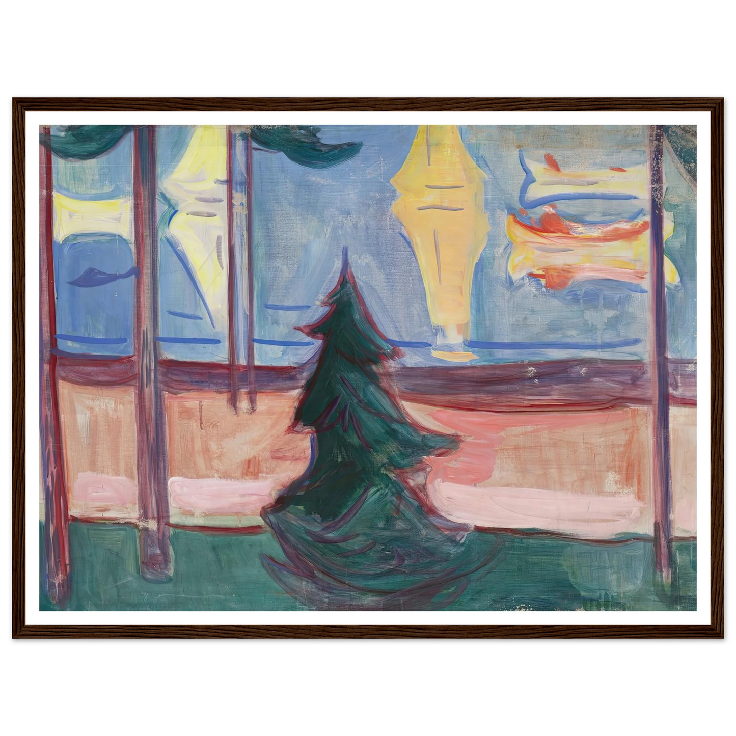 Beach Landscape with Trees and Boats (1905–1906) Art Print | Edvard Munch-Quipham Collections