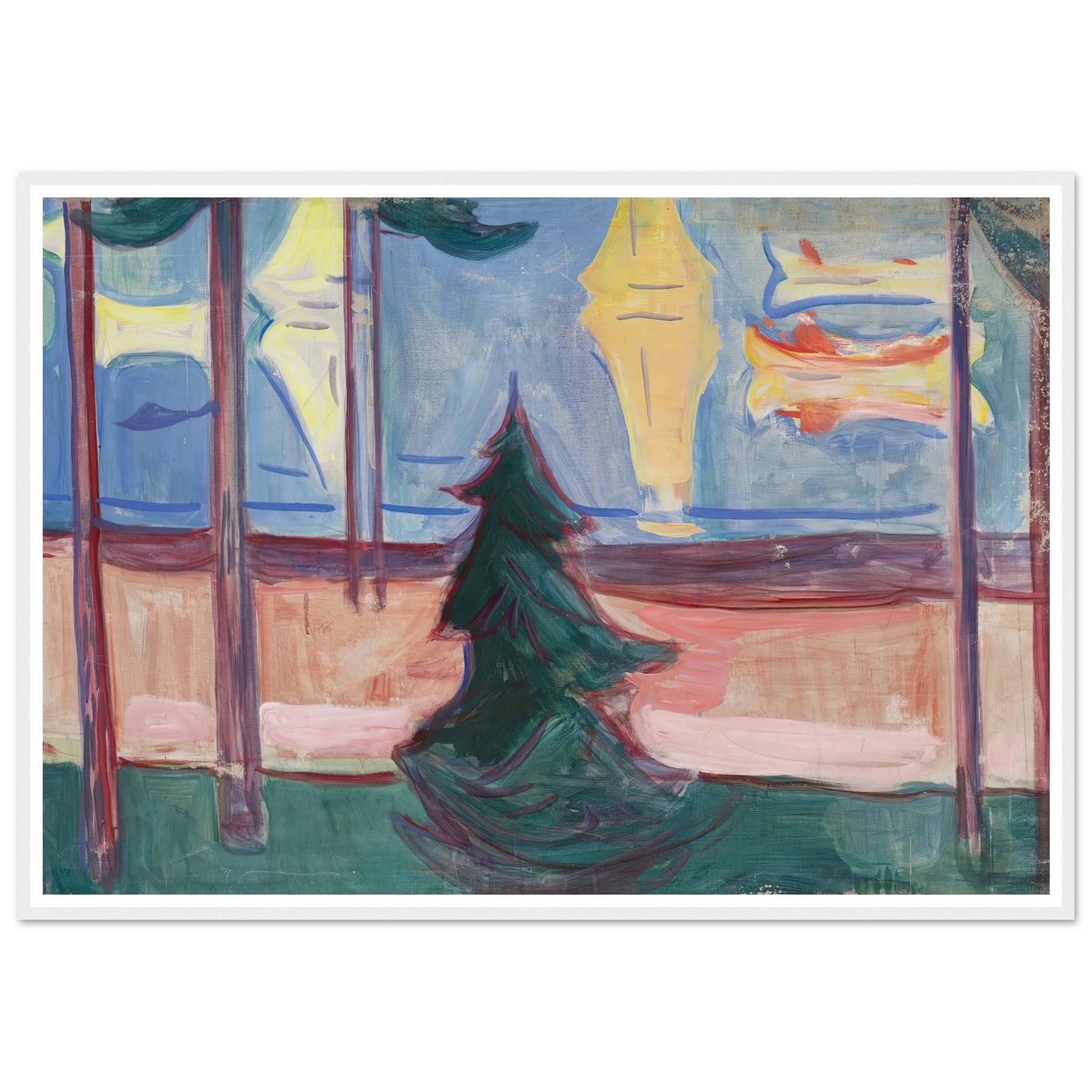 Beach Landscape with Trees and Boats (1905–1906) Art Print | Edvard Munch-Quipham Collections