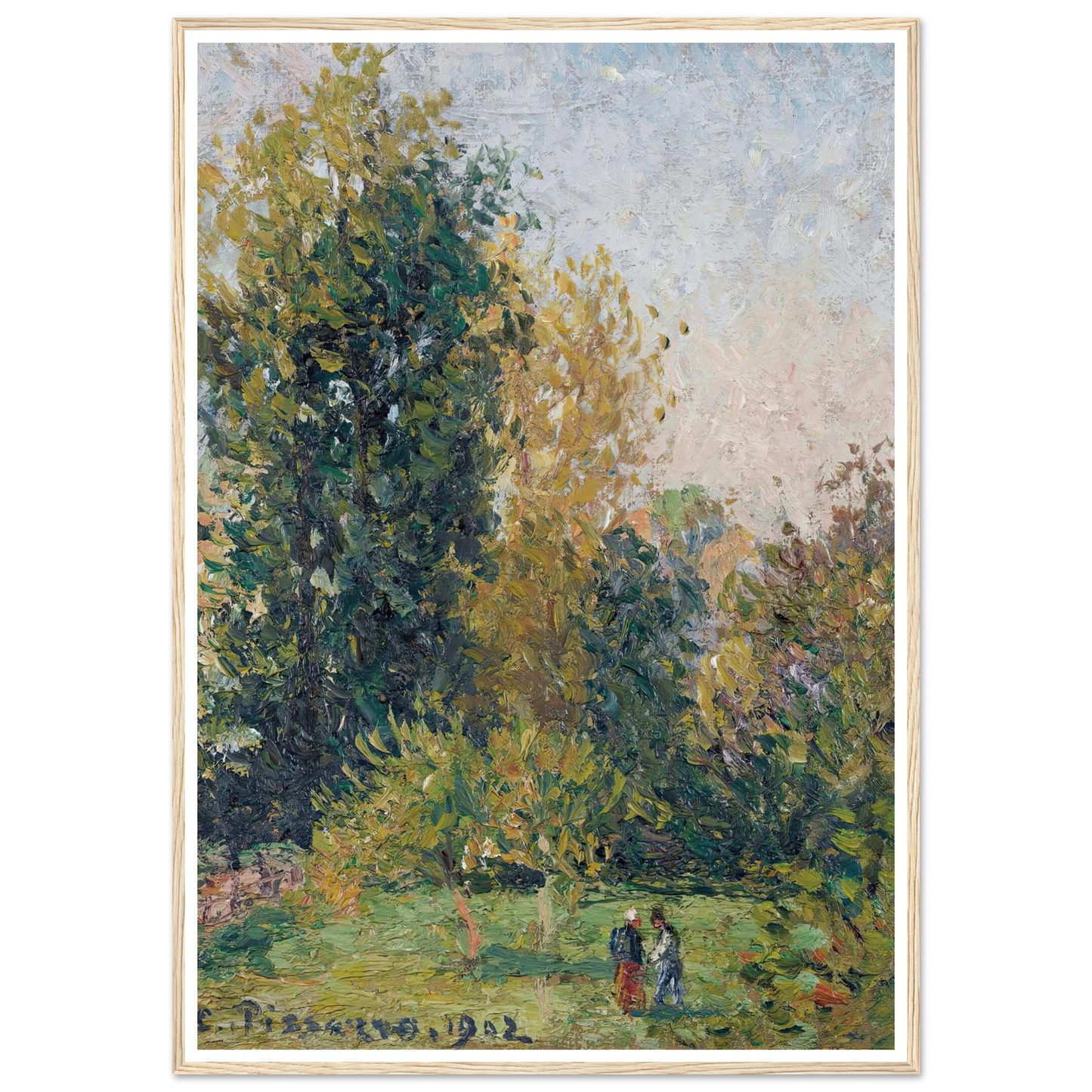 Paysage Avec Deux Personnages, Éragny, Automne (1902) Art Print | Camille Pissarro-Quipham Collections