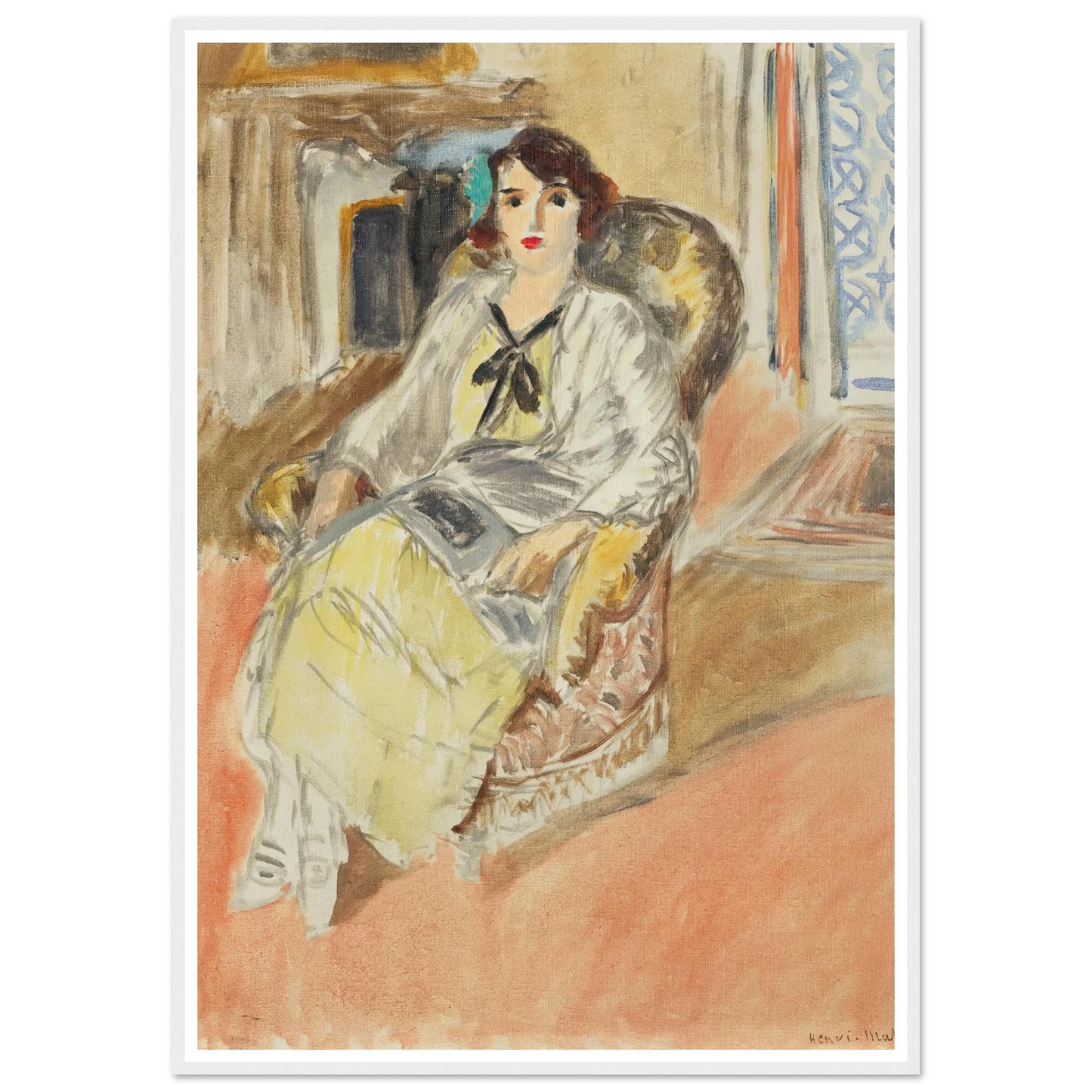 Jeune fille assise, robe jaune (1921-1922) Art Print | Henri Matisse-Quipham Collections
