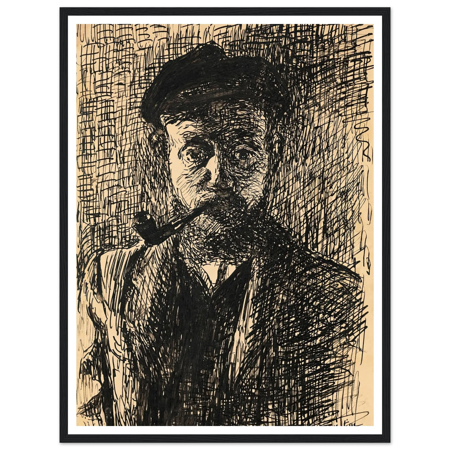 Autoportrait à la pipe (1900) Art Print | Henri Matisse-Quipham Collections