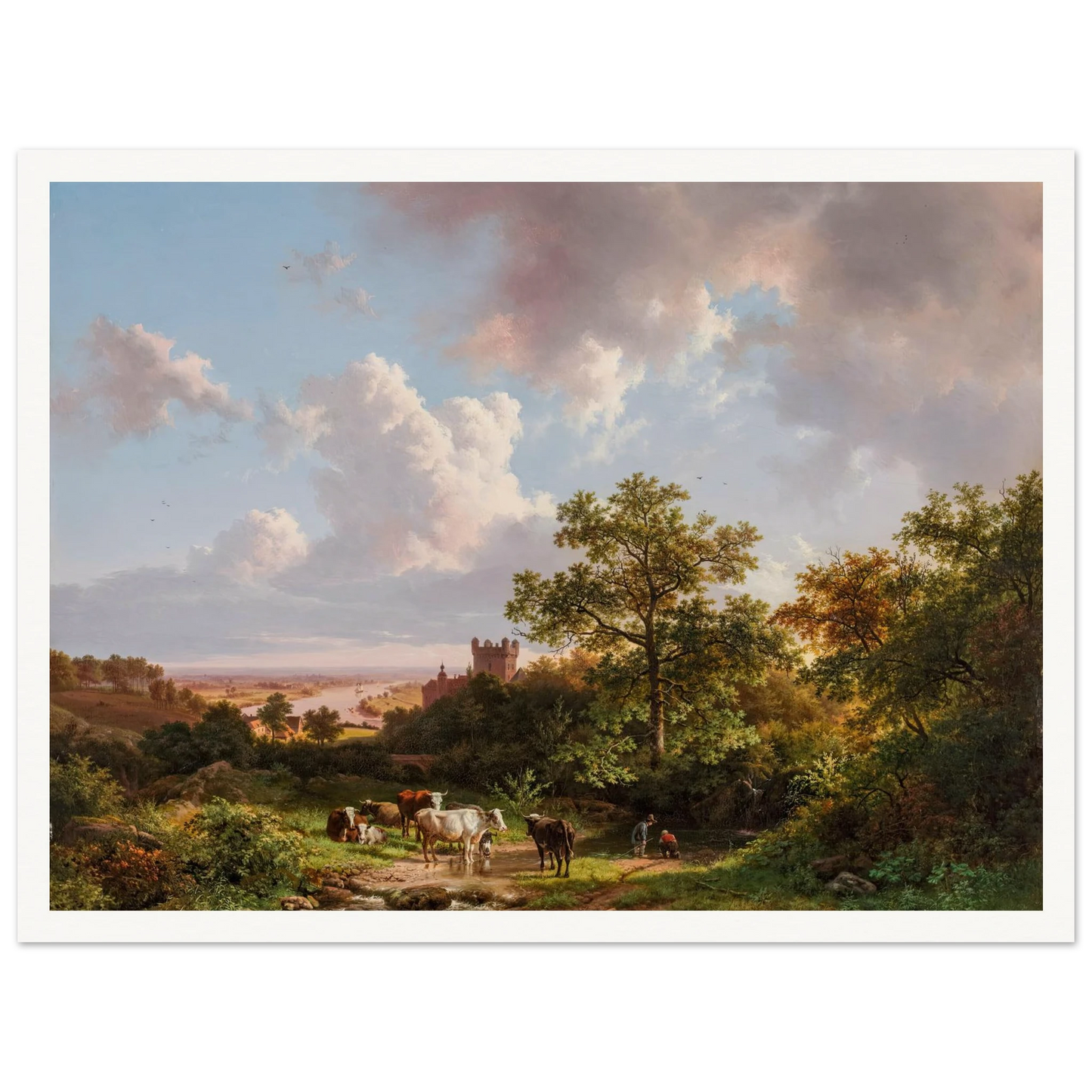 A panoramic landscape with a view on the Middle-Rhine with a castle (1841) Art Print | Barend Cornelis Koekkoek-Quipham Collections