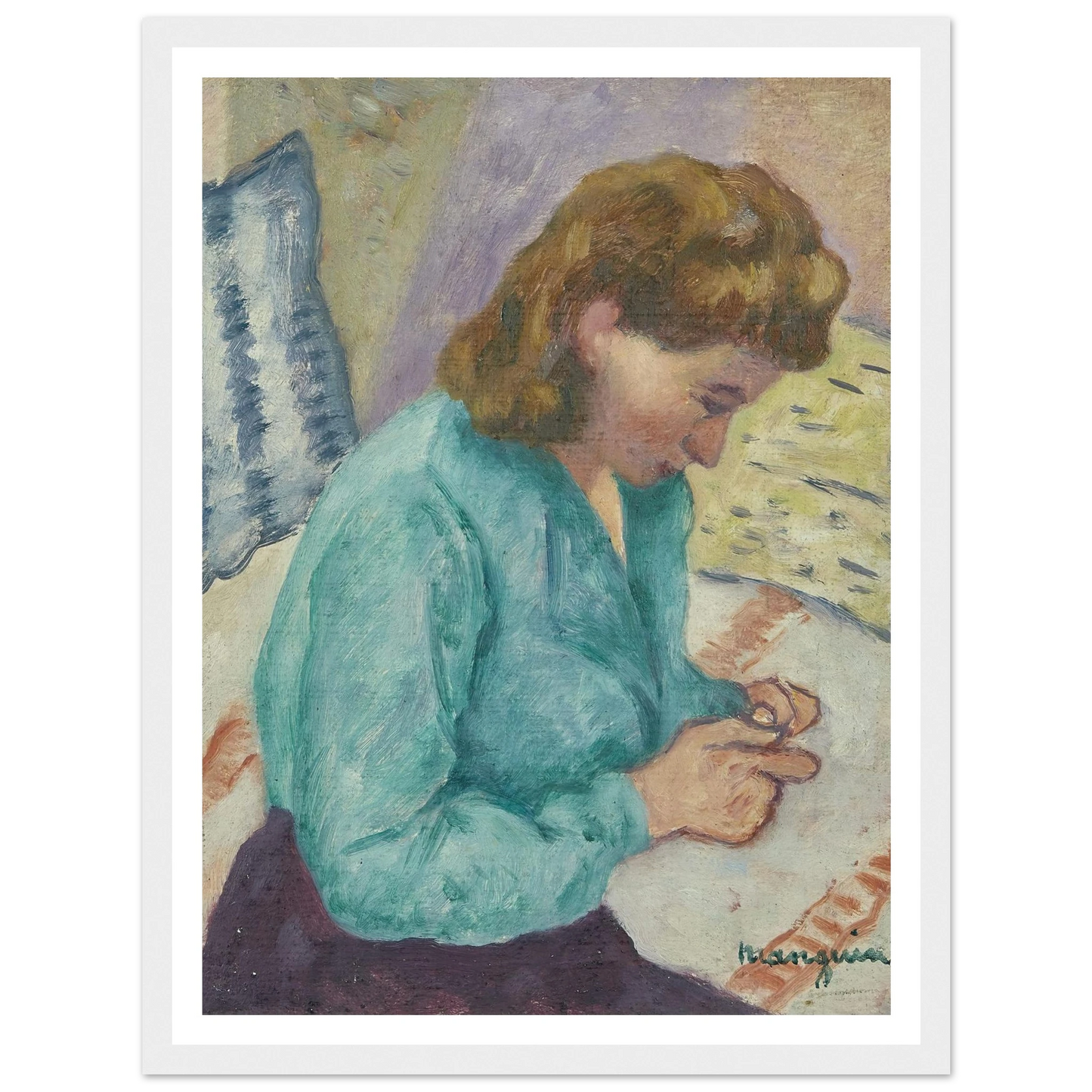 Geneviève Sauty de profil (1946) Art Print | Henri Manguin-Quipham Collections