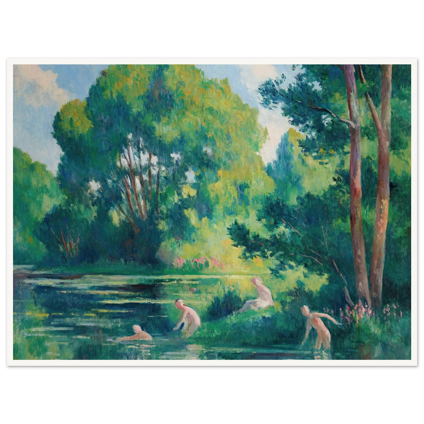 Rolleboise, baignade dans le petit bras de la Seine (1920) Art Print | Maximilien Luce-Quipham Collections