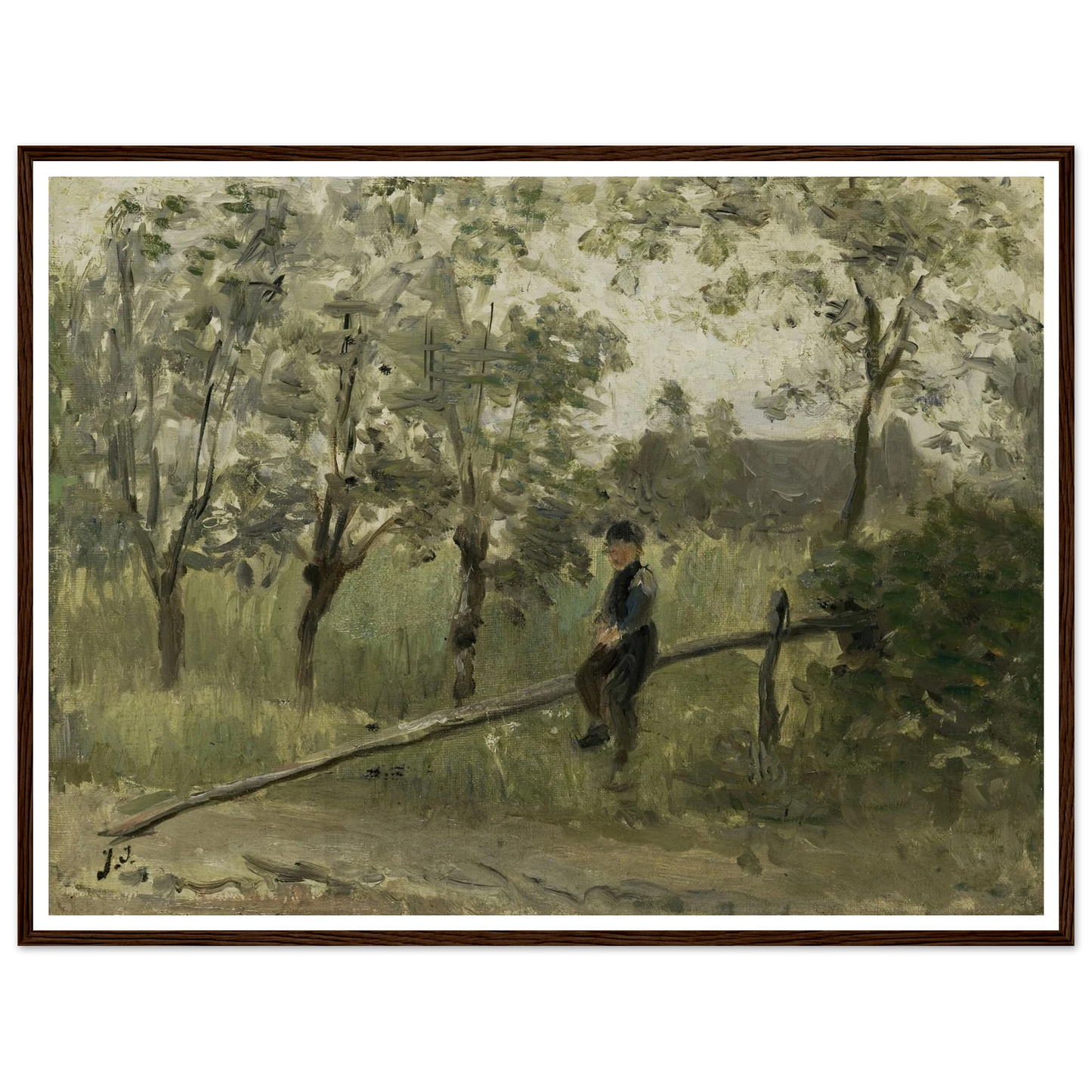 Country Boy on a Pole Barrier (1900 - 1911) Art Print | Jozef Israels-Quipham Collections