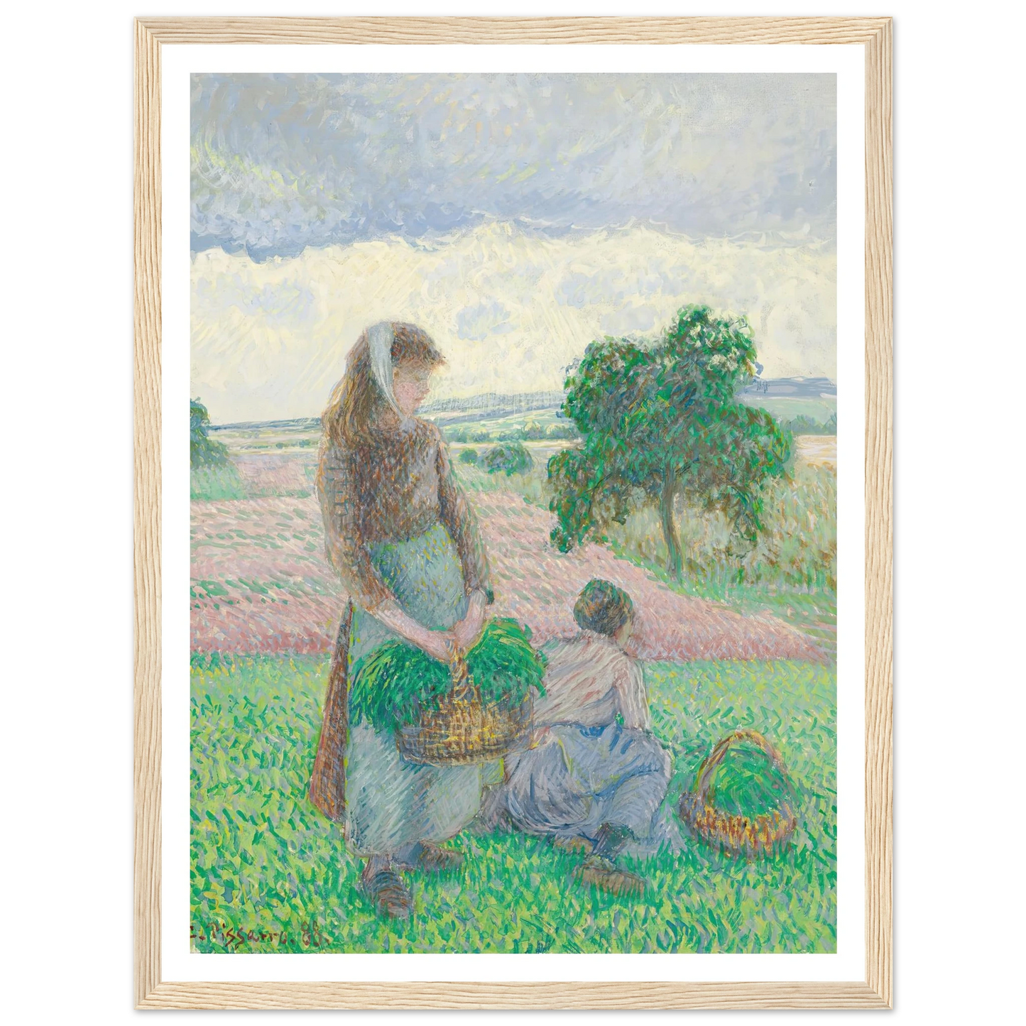 Paysannes portant un panier (1888) Art Print | Camille Pissarro-Quipham Collections