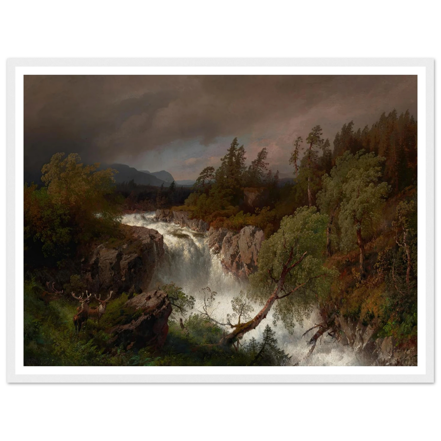 Waterfall in Telemarken Norway (1879) Art Print | Hermann Ottomar Herzog-Quipham Collections