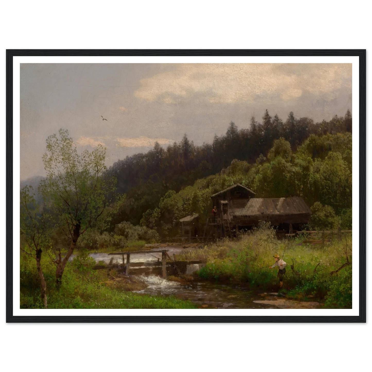 Farm House by the Creek Art Print | Hermann Ottomar Herzog-Quipham Collections