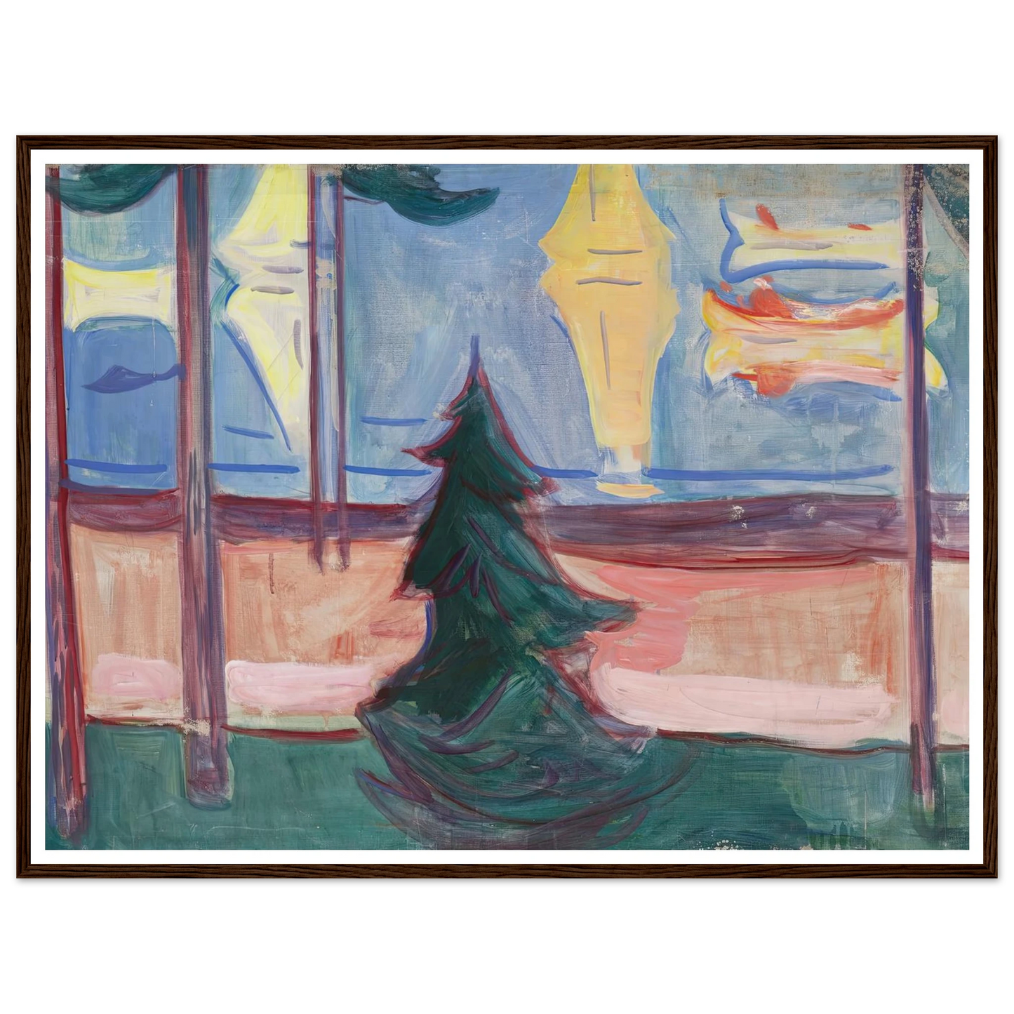 Beach Landscape with Trees and Boats (1905–1906) Art Print | Edvard Munch-Quipham Collections