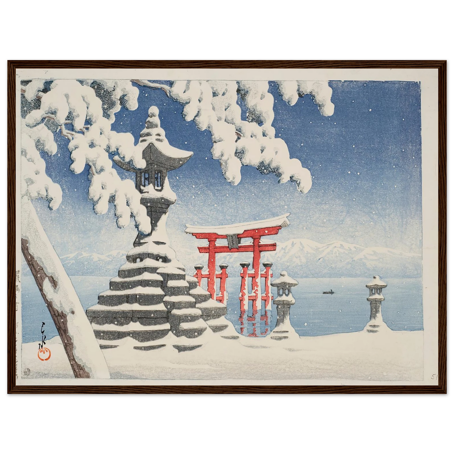 Itsukushima no yuki (Snow at Itsukushima) (1932) Art Print | Kawase Hasui-Quipham Collections