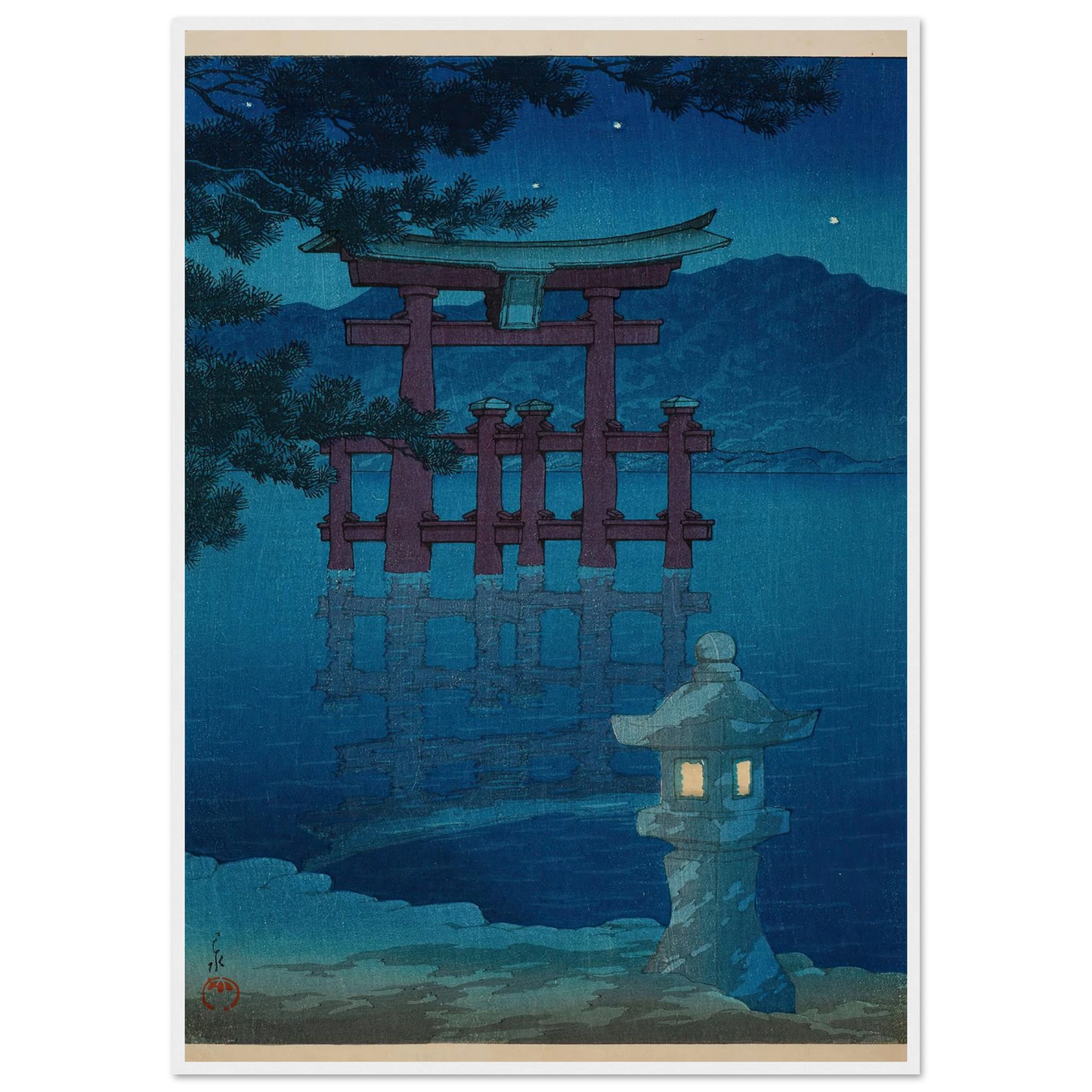 Hoshizukiyo Miyajima (Starlit Night at Miyajima) (1928) Art Print | Kawase Hasui-Quipham Collections