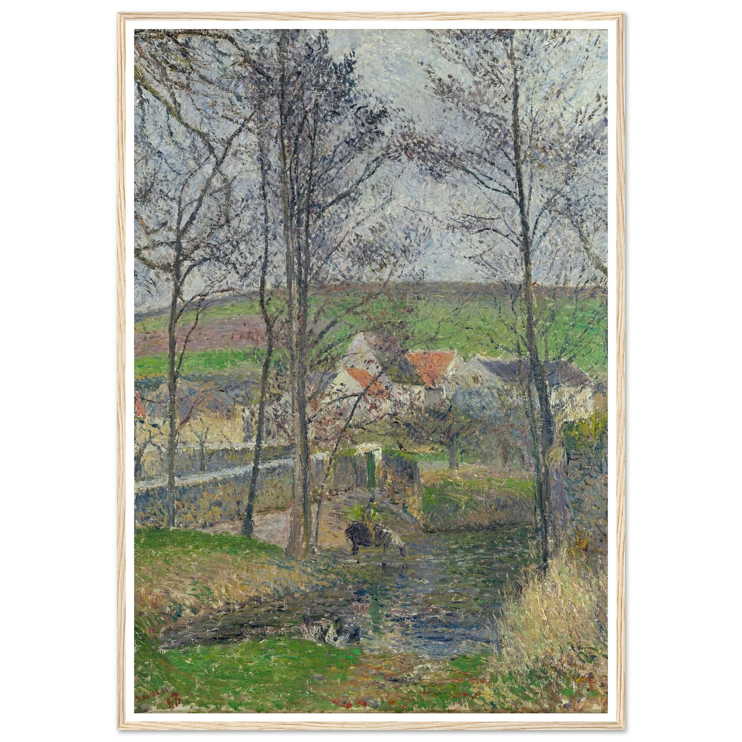 The banks of the Viosne at Osny in grey weather, winter Art Print | Camille Pissarro-Quipham Collections