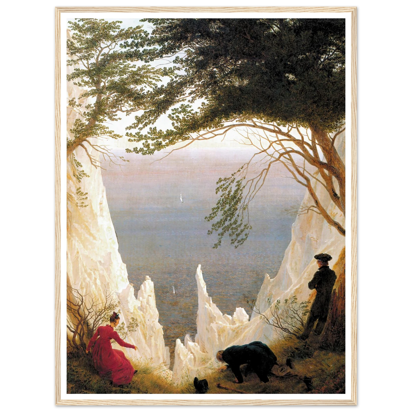 Chalk Cliffs on Rügen (1818) Art Print | Caspar David Friedrich - Framed Poster - 30x40 cm / 12x16″ - Black frame