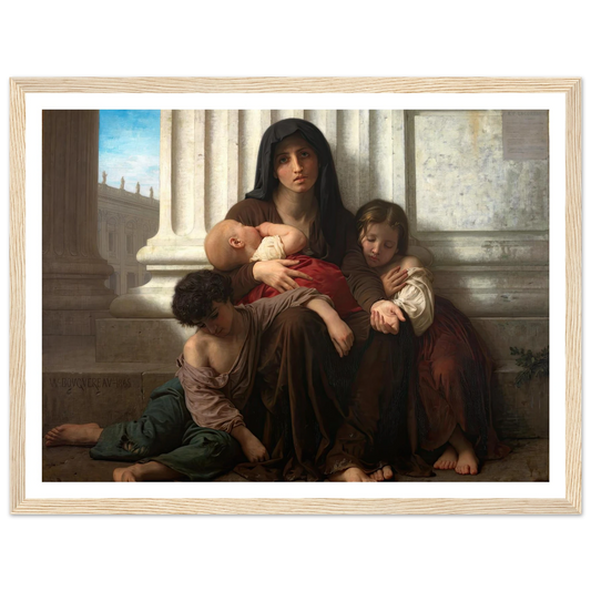 Charity (1865) Art Print | William Bouguereau - Framed Poster - 30x40 cm / 12x16″ - Black frame