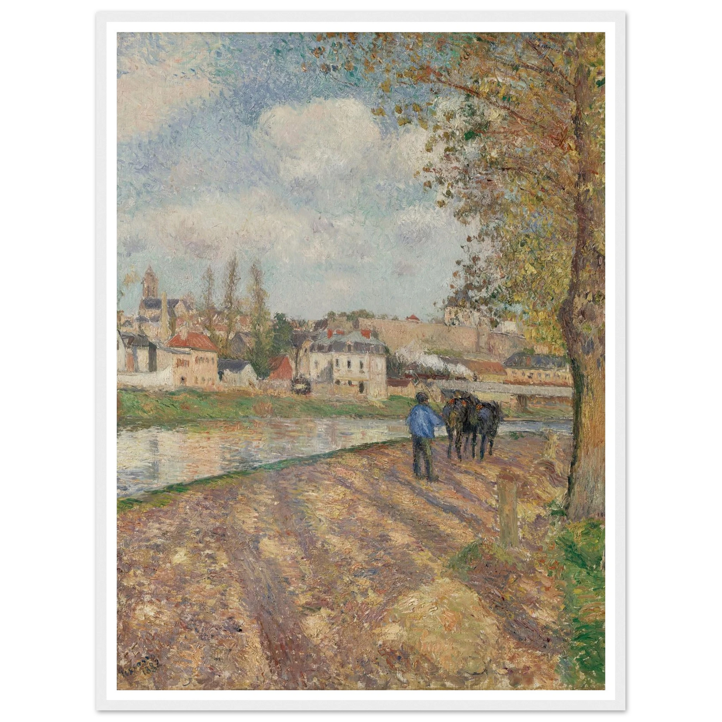 Chemin de l’écluse, Saint-Ouen-l’Aumône (1882) Art Print | Camille Pissarro - Framed Poster - 30x40 cm / 12x16″ - Black frame