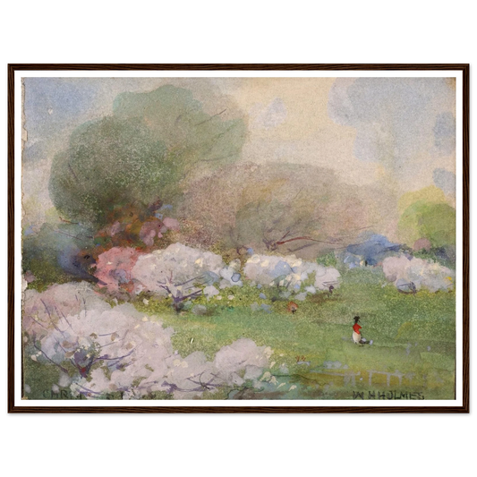 Cherry Blossoms Art Print | William Henry Holmes - Framed Poster - 30x40 cm / 12x16″ - Black frame