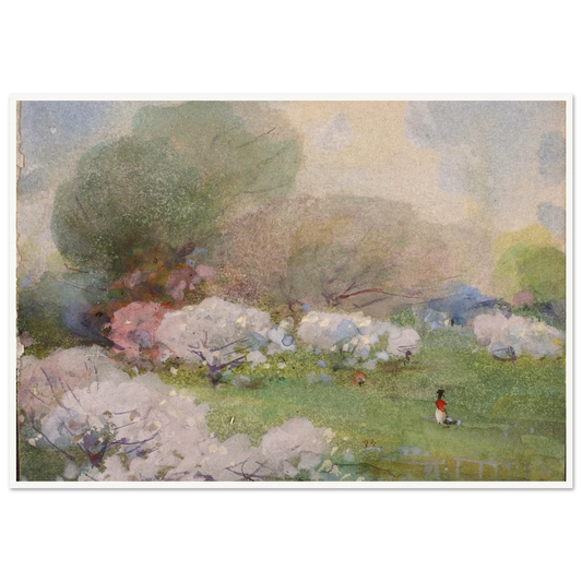 Cherry Blossoms Art Print | William Henry Holmes - Framed Poster - 30x40 cm / 12x16″ - Black frame