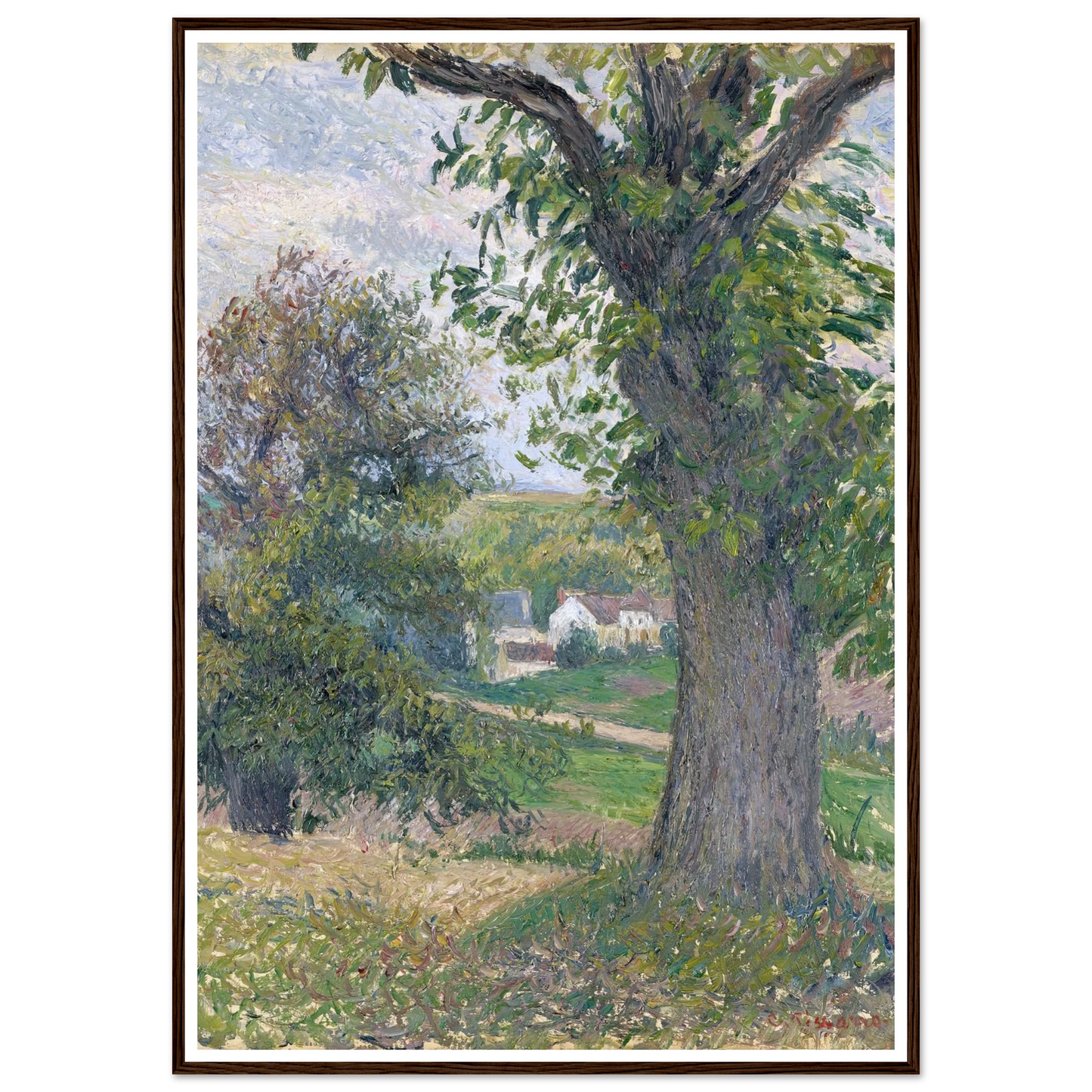 Chestnut Trees in Osny (1883) Art Print | Camille Pissarro - Framed Poster - 30x40 cm / 12x16″ - Black frame