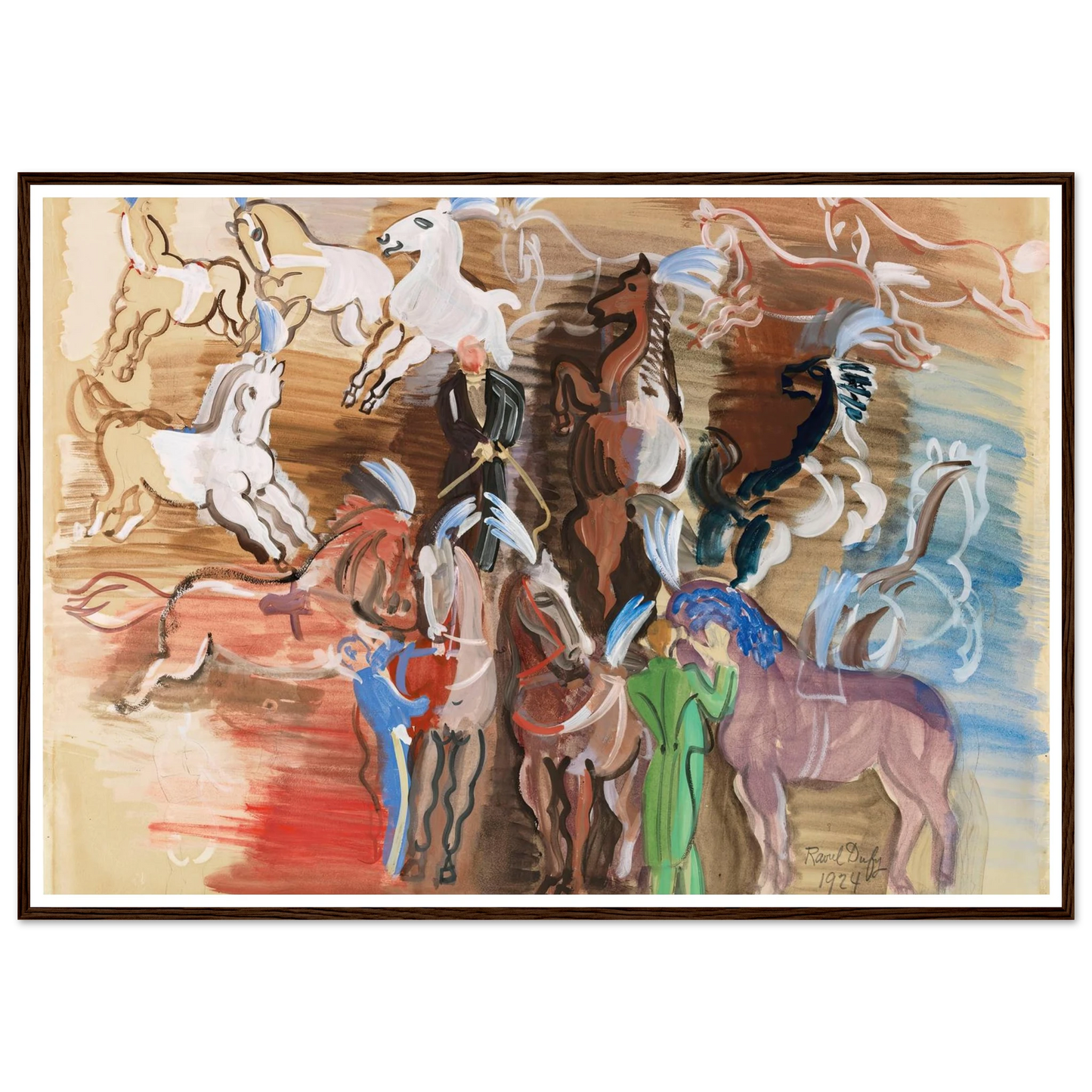 Chevaux de cirque (1924) Art Print | Raoul Dufy - Framed Poster - 30x40 cm / 12x16″ - Black frame