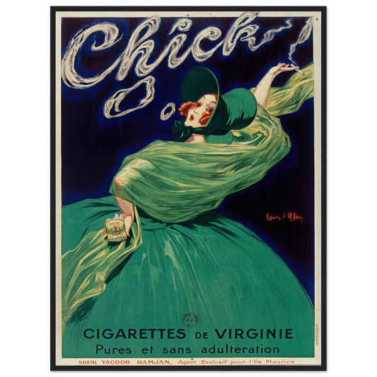 Chick cigarettes de Virginie pures et sans adultération (1925) Art Print | Jean Dylen - Framed Poster - 45x60 cm / 18x24″ - Black frame