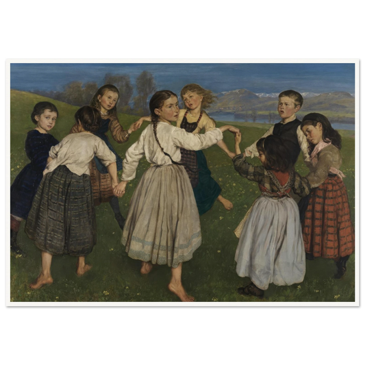 Children dancing in a Ring (1872) Art Print | Hans Thoma - Framed Poster - 30x40 cm / 12x16″ - Black frame
