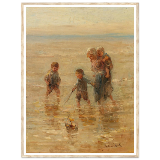 Children playing in the surf Art Print | Jozef Israels - Framed Poster - 30x40 cm / 12x16″ - Black frame