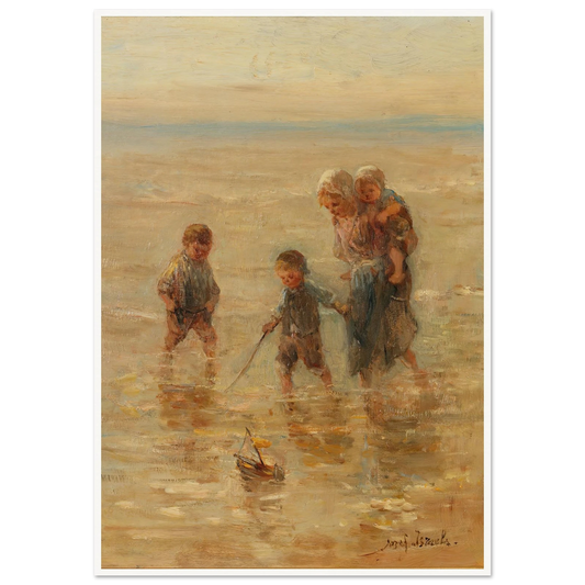 Children playing in the surf Art Print | Jozef Israels - Framed Poster - 30x40 cm / 12x16″ - Black frame