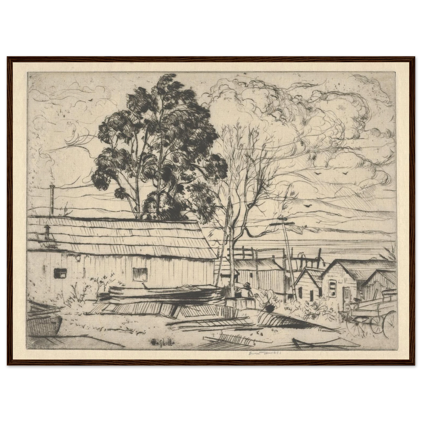 Chinatown–Monterey (1915) Art Print | Ernest Haskell - Framed Poster - 30x40 cm / 12x16″ - Black frame