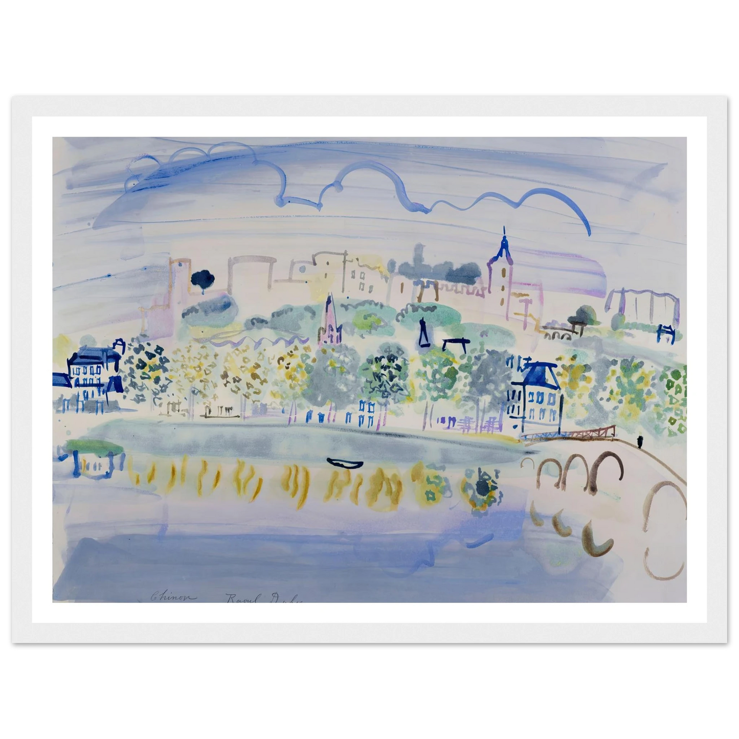 Chinon (Quinone) (1938) Art Print | Raoul Dufy - Framed Poster - 30x40 cm / 12x16″ - Black frame