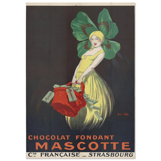 Chocolat fondant Mascotte. Compagnie française, Strasbourg (1920) Art Print | Jean Dylen - Framed Poster - 30x40 cm / 12x16″ - Black frame
