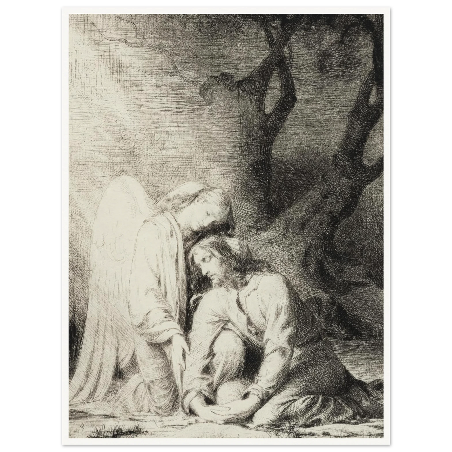 Christ in the Garden of Gethsemane (1880) Art Print | Carl Bloch - Framed Poster - 30x40 cm / 12x16″ - Black frame