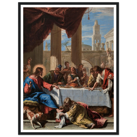 Christ in the House of Simon the Pharisee (1713) Art Print | Sebastiano Ricci - Framed Poster - 30x40 cm / 12x16″ - Black frame
