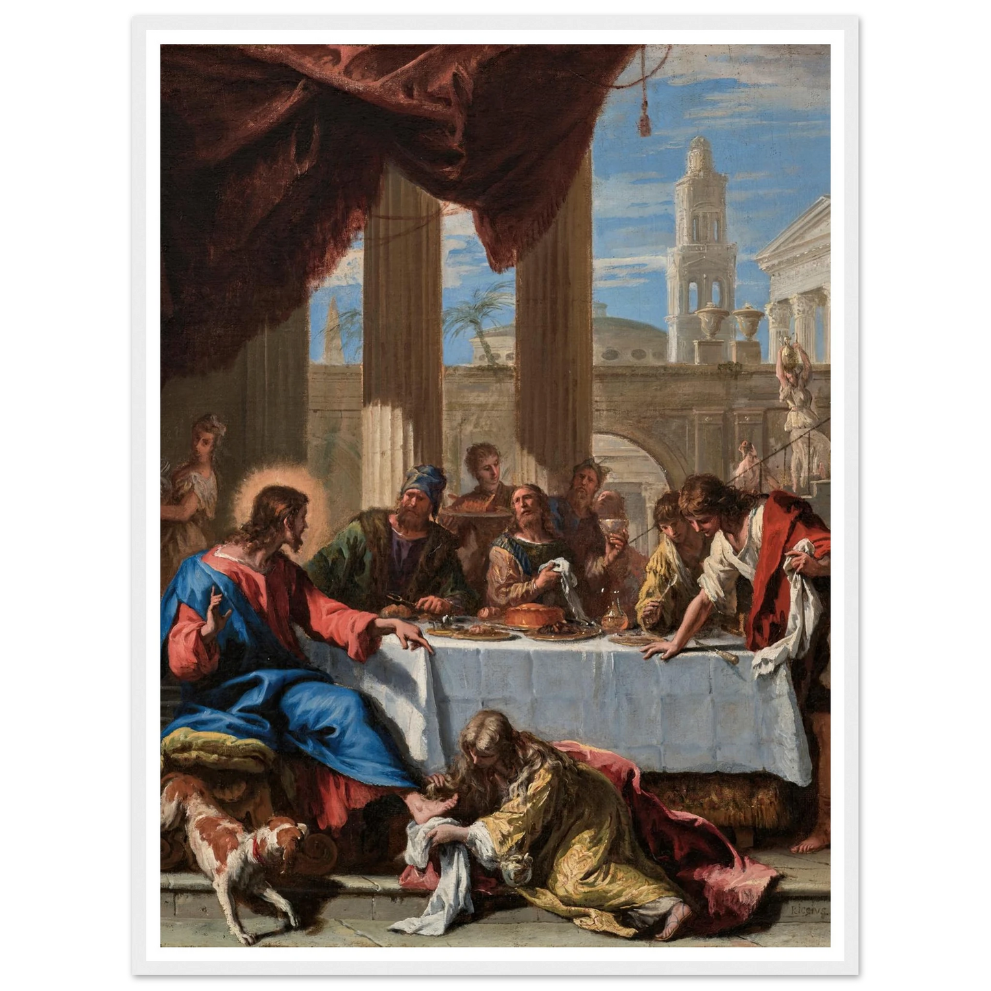 Christ in the House of Simon the Pharisee (1713) Art Print | Sebastiano Ricci - Framed Poster - 30x40 cm / 12x16″ - Black frame
