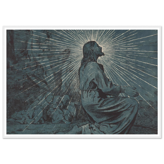 Christ Praying on the Mount of Olives (1893) Art Print | Hans Thoma - Framed Poster - 30x40 cm / 12x16″ - Black frame