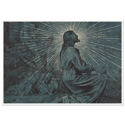 Christ Praying on the Mount of Olives (1893) Art Print | Hans Thoma - Framed Poster - 30x40 cm / 12x16″ - Black frame