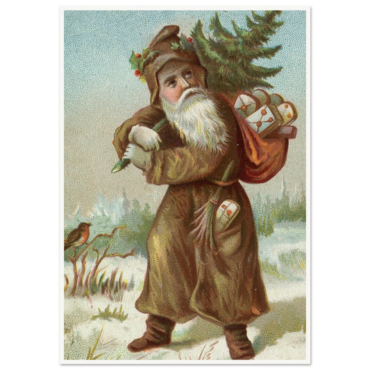 Christmas card with Santa - Framed Poster - 30x40 cm / 12x16″ - Black frame