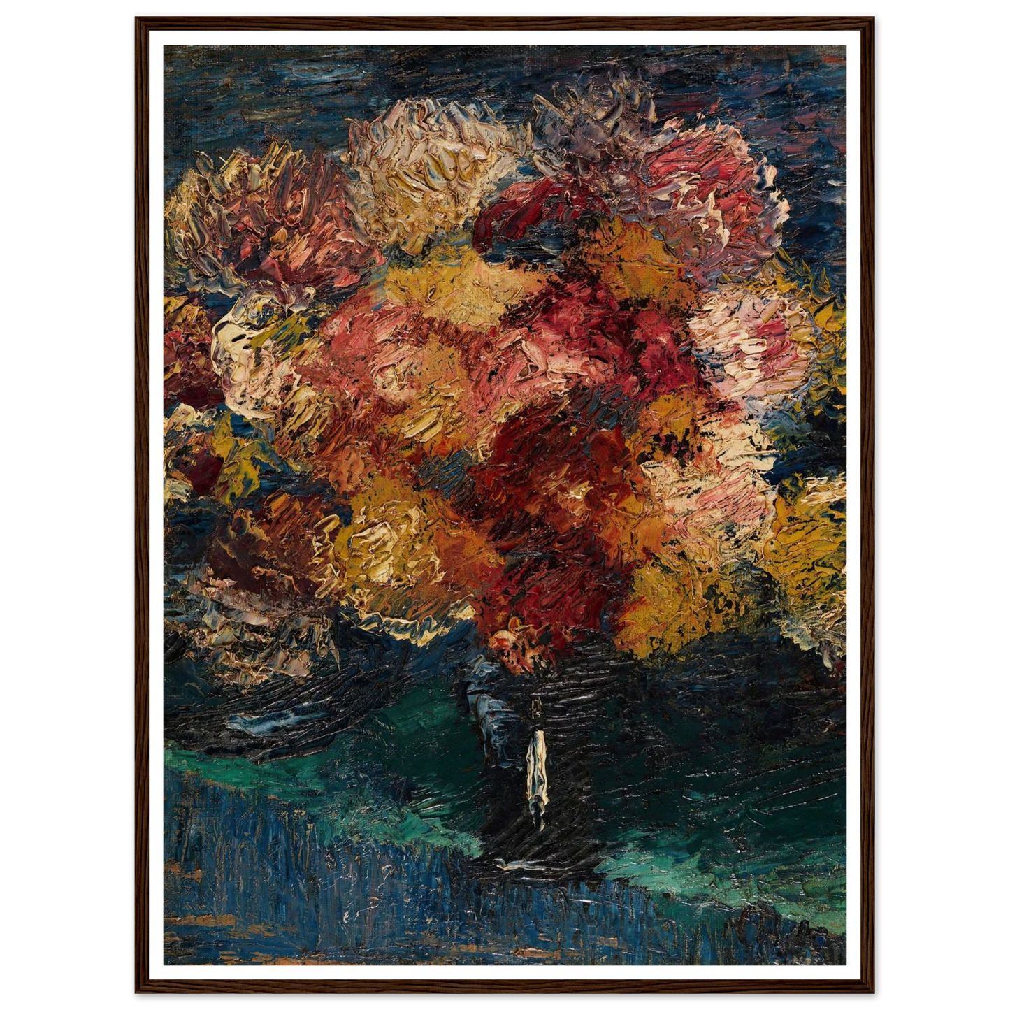 Chrysanthemen und Astern in blauer Vase (1910) Art Print | Christian Rohlfs - Framed Poster - 30x40 cm / 12x16″ - Black frame