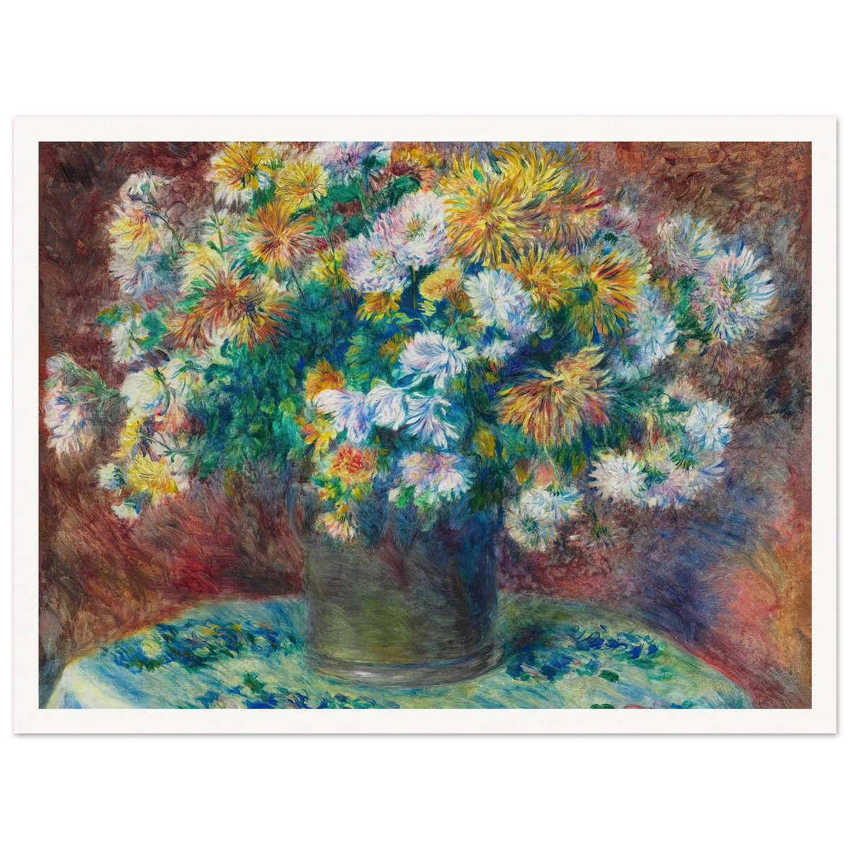 Chrysanthemums (1881) Art Print | Pierre Auguste Renoir - Framed Poster - 30x40 cm / 12x16″ - Black frame